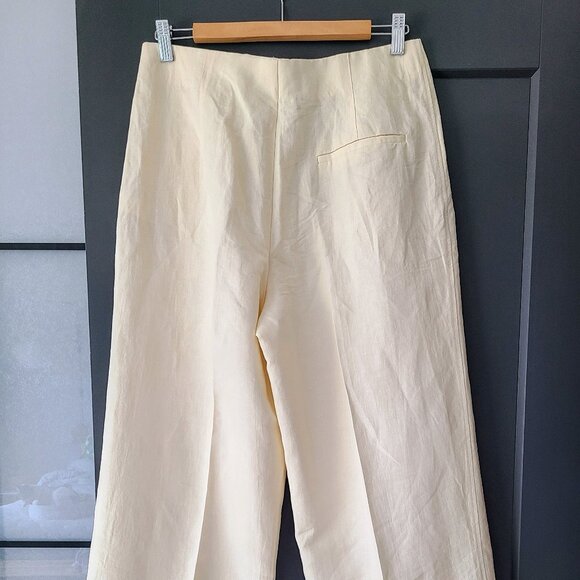 ZARA Limited Edition Linen High Waisted Wide Leg Trousers Size L (very long) - Picture 4 of 4